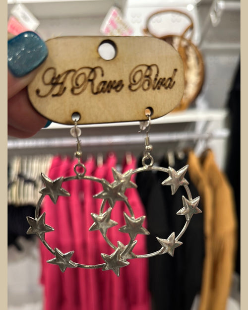 Silver Star Earrings-Earrings-Rare Bird-Inspired Wings Fashion