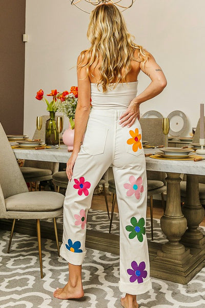 Flower Print Straight Leg Pants – Inspired Wings Fashion