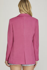 Single Breasted Woven Blazer-Blazer-She + Sky-Small-Hot Pink-Inspired Wings Fashion