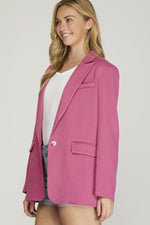 Single Breasted Woven Blazer-Blazer-She + Sky-Small-Hot Pink-Inspired Wings Fashion