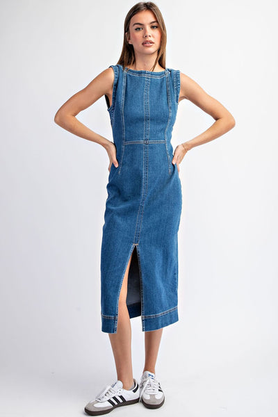 Queendressing Sleeveless Denim outlet Dress Medium