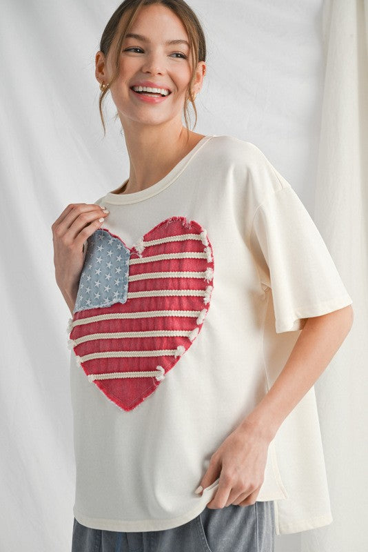 Vintage Heart Flag Top-Shirts & Tops-Jodifl-Ivory-Small-Inspired Wings Fashion