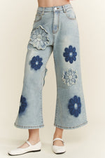 Flower Patch Ankle Flare Jeans-Jeans-J Her-Denim-Small-Inspired Wings Fashion