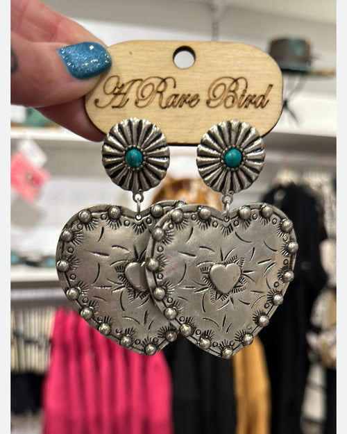Silver Heart Earrings-Earrings-Rare Bird-Inspired Wings Fashion