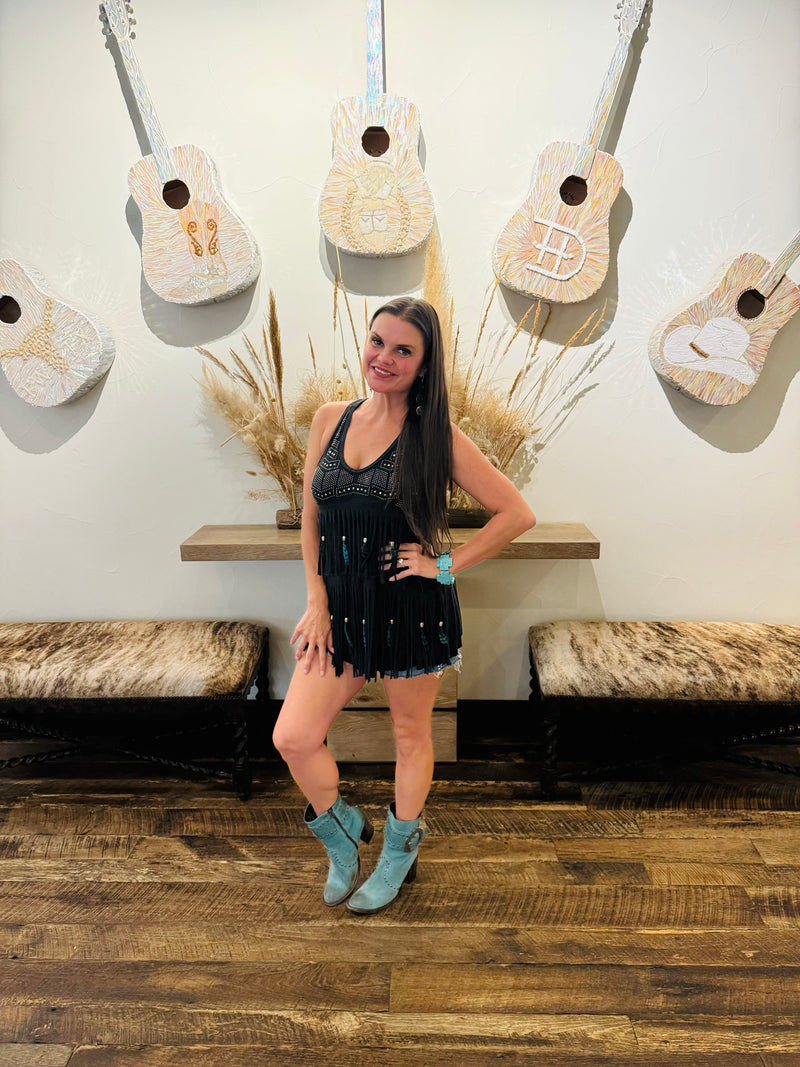 Two Tiered Top-Tops-Pat Dahnke-Black-Small-Inspired Wings Fashion