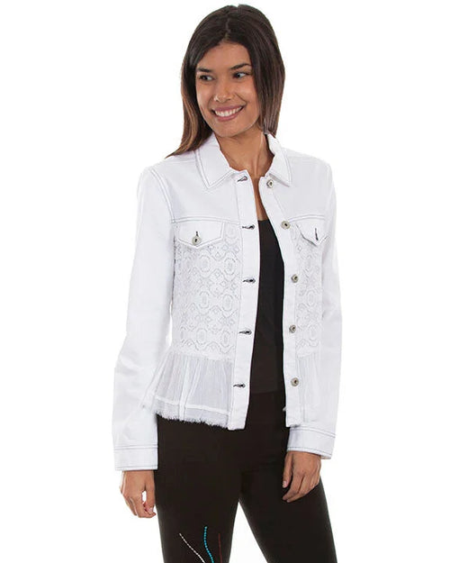 Georgette Ruffle Jacket-Jackets-Scully-White-Small-Inspired Wings Fashion