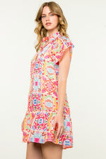 Print Button Up Dress-Dress-THML-White-XS-Inspired Wings Fashion
