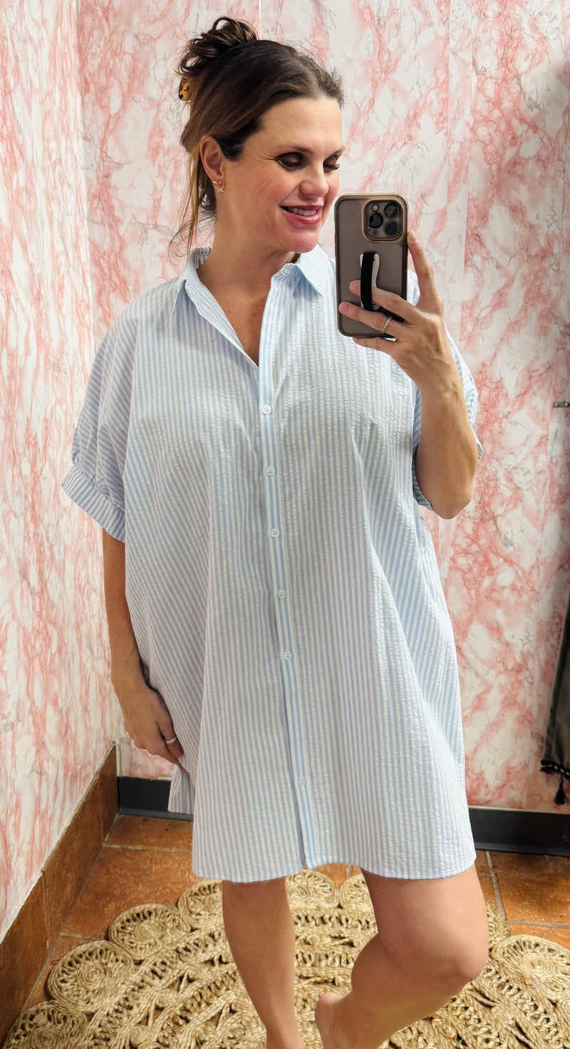 Striped Shirt Mini Dress-Dress-Wishlist-Blue/White-Small-Inspired Wings Fashion