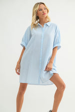 Striped Shirt Mini Dress-Dress-Wishlist-Blue/White-Small-Inspired Wings Fashion