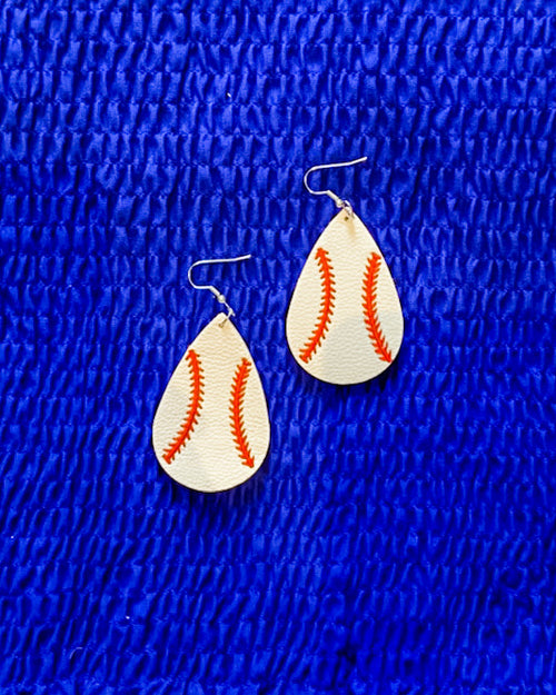Teardrop Baseball Earrings-Accessories-Crystal Breeze-Inspired Wings Fashion