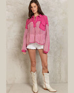 Contrast Lace Top-Tops-POL-Small-Fuchsia-Inspired Wings Fashion