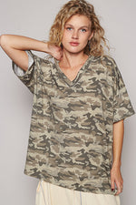 V Neck Camo Top-Shirts & Tops-Pol Clothing-Camo-Small-Inspired Wings Fashion