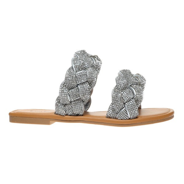 Double Braided Bling Sandal-sandals-Olem-7-Silver-Inspired Wings Fashion
