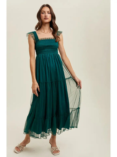 Organza Tiered Midi Dress-Dresses-Very J-T.Green-Small-Inspired Wings Fashion