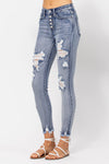 HI-Waist ButtonFly Skinny Bleach Splash Destroy Jean-Jeans-Judy Blue-1(25)-LT-Inspired Wings Fashion