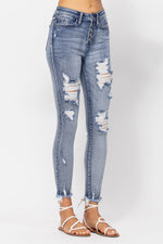 HI-Waist ButtonFly Skinny Bleach Splash Destroy Jean-Jeans-Judy Blue-1(25)-LT-Inspired Wings Fashion