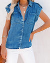 Denim Sleeveless Button Down Shirt-Shirts & Tops-Annva U.S.A.-Small-Denim-Inspired Wings Fashion
