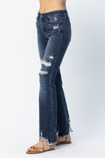 Midrise Hi Contrast Slim Bootcut w Destroy Jeans-Jeans-Judy Blue-3(26)-DK-Inspired Wings Fashion