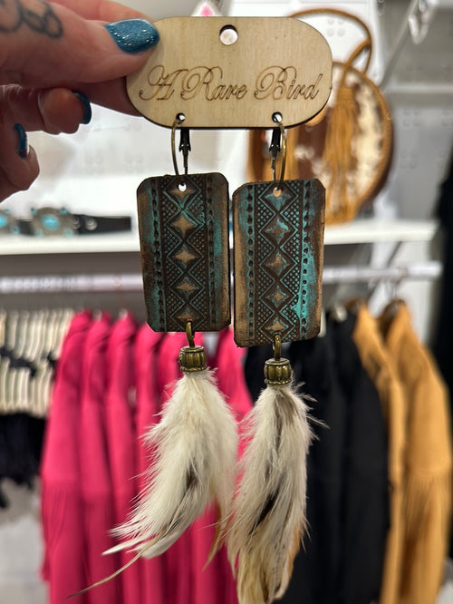 Aztec & Feather Earrings-Earrings-Rare Bird-Inspired Wings Fashion
