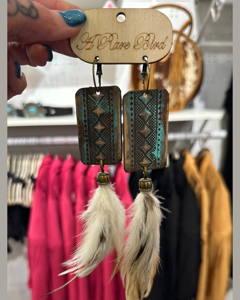 Aztec & Feather Earrings-Earrings-Rare Bird-Inspired Wings Fashion