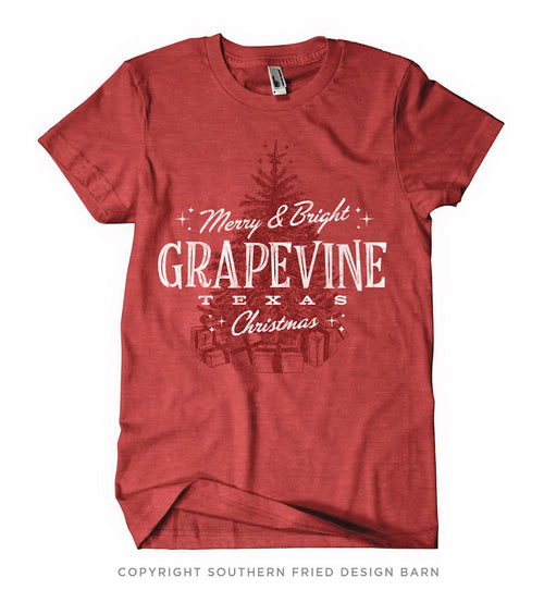 Merry And Bright Tee-Shirts & Tops-Southern Fried Design Barn-Red-Small-Inspired Wings Fashion