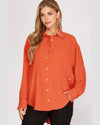 Long Sleeve Side Button Top-Shirts & Tops-She+Sky-Small-Carrot-Inspired Wings Fashion