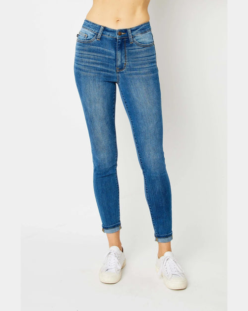 HW Cuffed Skinny Jeans-Jeans-Judy Blue-0 (24)-Inspired Wings Fashion