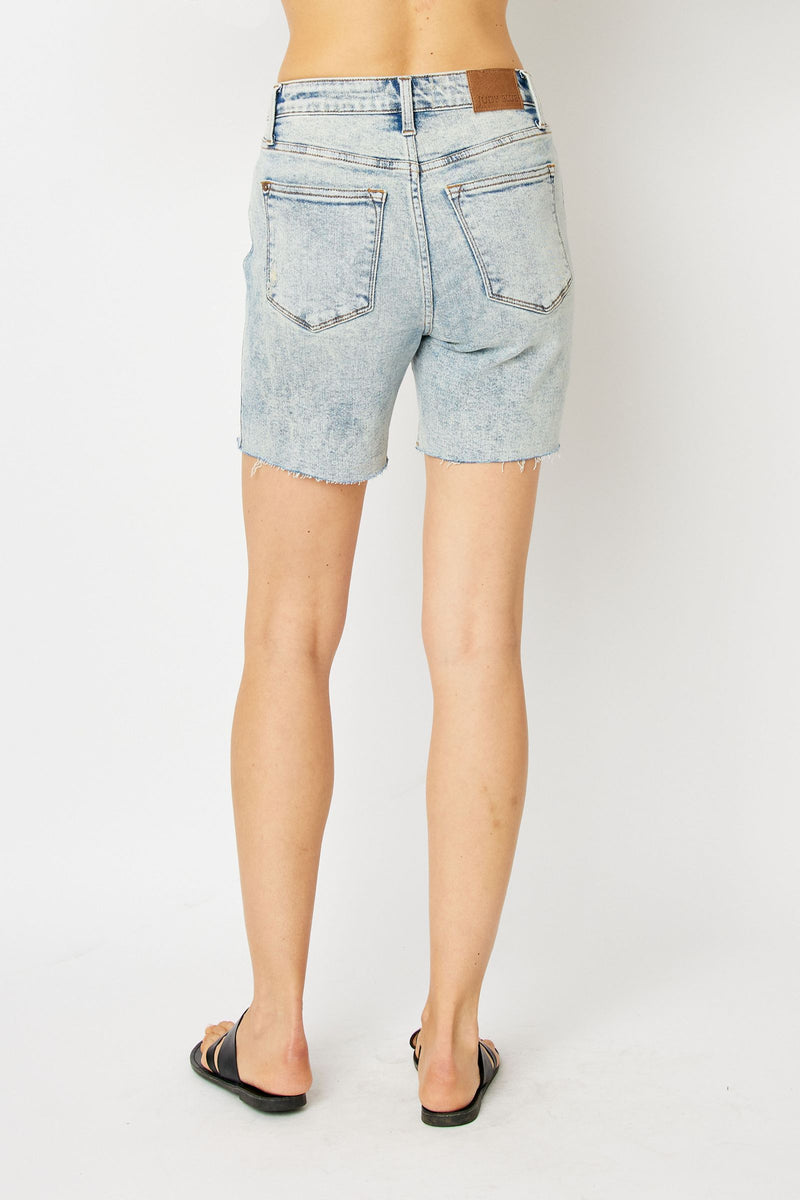 HW Mineral Wash Destroyed Shorts-shorts-Judy Blue-Small-Inspired Wings Fashion