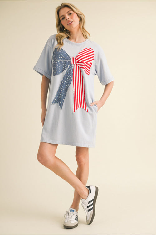 American Bow Dress-Dress-Jodifl-LT Blue-Small-Inspired Wings Fashion
