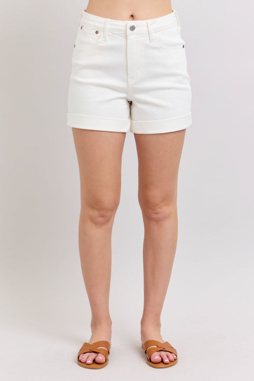 Double Roll Shorts-Shorts-Judy Blue-White-Small-Inspired Wings Fashion