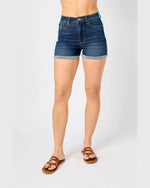 Tummy Control Denim Shorts-shorts-Judy Blue-Dark Wash-Small-Inspired Wings Fashion
