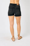 High Waist Tummy Control Fray Hem Shorts-shorts-Judy Blue-Small-Black-Inspired Wings Fashion