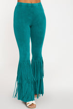 2 Layer Fringe Mineral Washed Pants-Pants-Blue Buttercup-Small-Turquoise-Inspired Wings Fashion