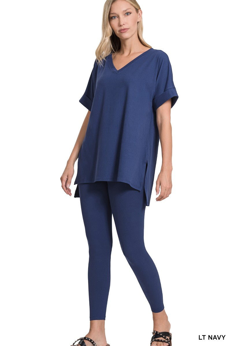 Butter Soft Loungewear set-Matching Set-Zenana-LT Navy-Small-Inspired Wings Fashion