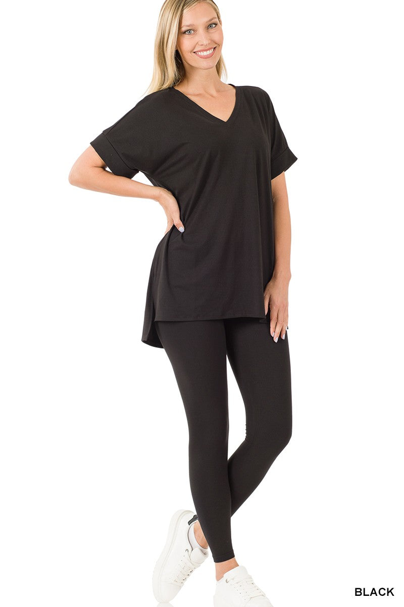 Butter Soft Loungewear set-Matching Set-Zenana-Black-Small-Inspired Wings Fashion