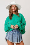 Cozy Pearl Studded Crop Sweatshirt-Sweaters-Peach Love California-Small-Green-Inspired Wings Fashion