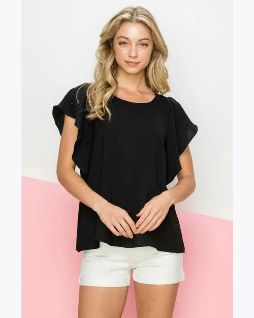 Flutter Sleeve Top-Tops-FSL Apparel-Small-Black-Inspired Wings Fashion