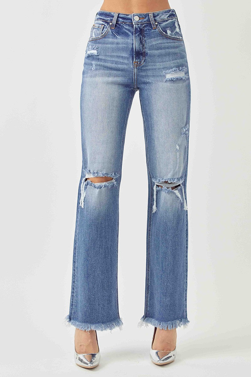 High Rise Straight Jeans-Jeans-Risen Jeans-1-Dark-Inspired Wings Fashion