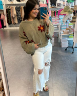 Chenille Daisy Sweater-Sweaters-POL-Small-Coral-Inspired Wings Fashion