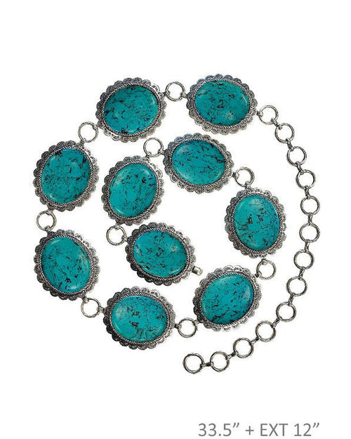 Oval Flower Chain Belt-belt-BlandiceJewelry-OS-Turquoise-Inspired Wings Fashion