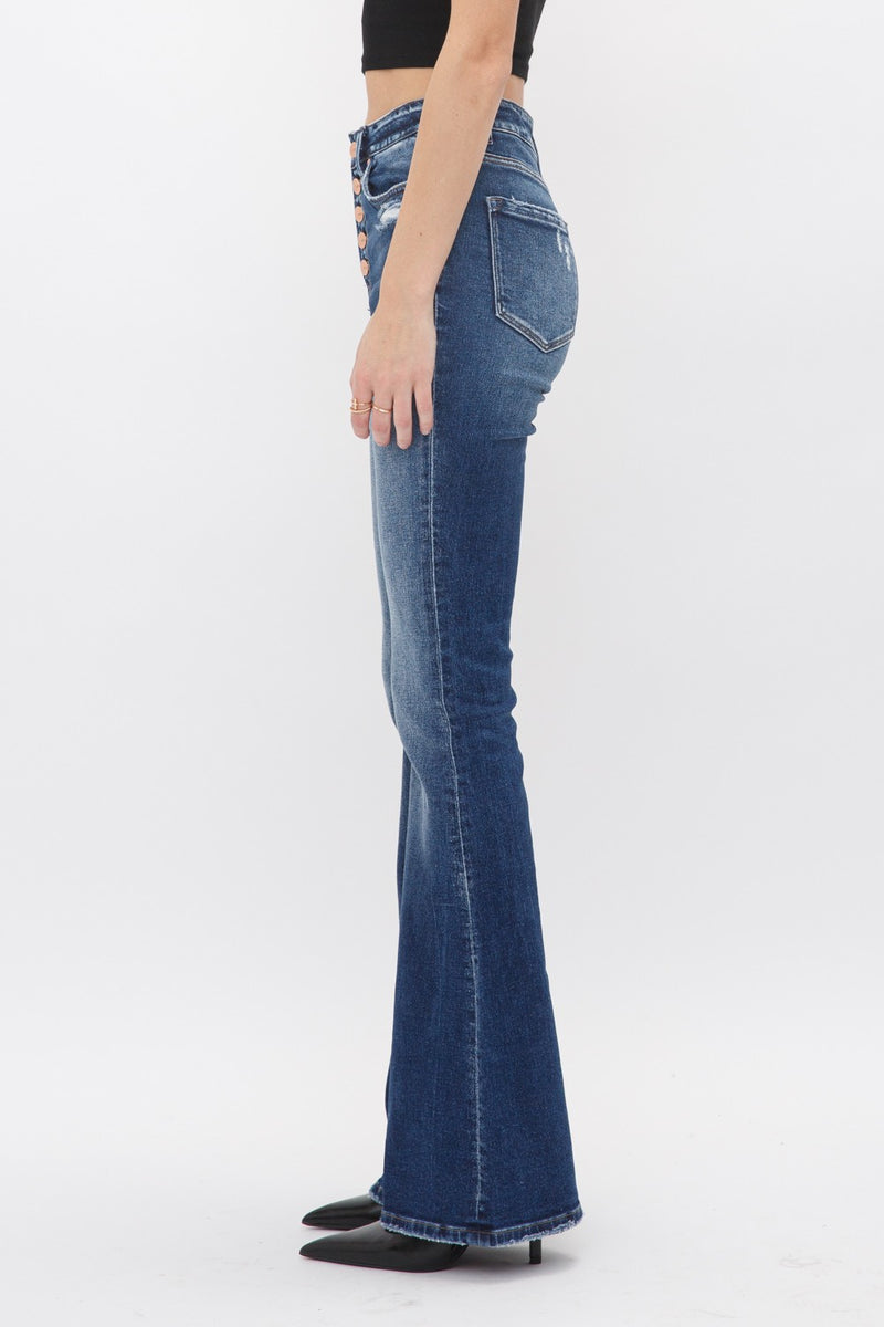 High Rise Button Fly Flare Jeans-Jeans-MICA Denim-24-Inspired Wings Fashion