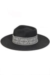 Tribal Pattern Ribbon Strap Fedora Hat-Hats-Fame Accessories-Black-Inspired Wings Fashion