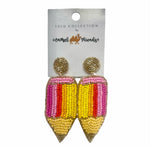 Teacher Pencil Earrings-Earrings-Camel Threads-Yellow-Inspired Wings Fashion