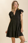 Ruffle Sleeve Dress-Dresses-Umgee-Small-Black-Inspired Wings Fashion