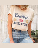 Cowboys & Beer Graphic Top-Shirts & Tops-Mangosteen-Small-Soft Cream-Inspired Wings Fashion