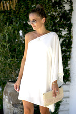 One Shoulder Statement Dress-Dresses-Lavender J-Small-Chalk-Inspired Wings Fashion