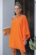 One Shoulder Statement Dress-Dresses-Lavender J-Small-Tangerine-Inspired Wings Fashion