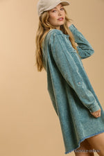 Denim Dress with Unfinished Hem-Dresses-Umgee-Small-Camel-Inspired Wings Fashion