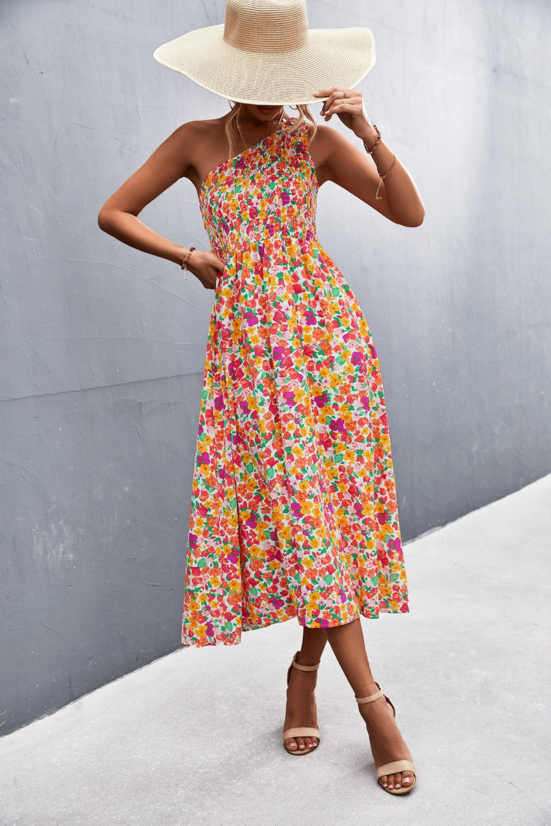 Summer Floral Maxi Off Shoulder Dress-Dresses-Annva U.S.A.-Small-Orange-Inspired Wings Fashion
