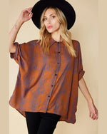 Printed Oversized Top-Shirts & Tops-FSL Apparel-Small-Saddle Brown-Inspired Wings Fashion